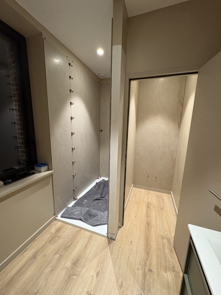 pose carrelage grand format douche italienne wc